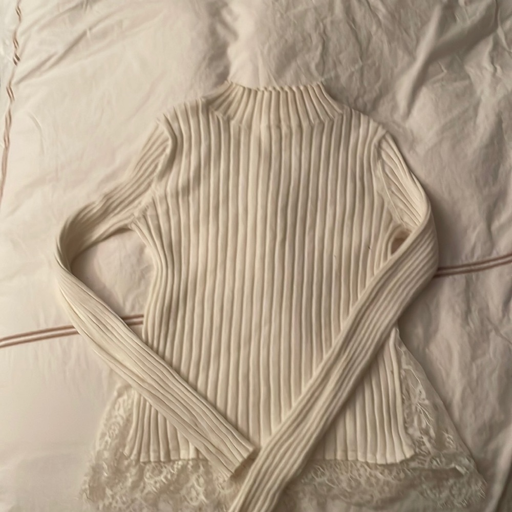 white sweater with lace